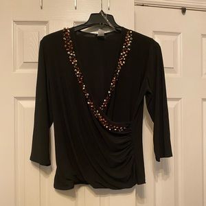 New-MSK Women’s Embellished Wrap Top 1X